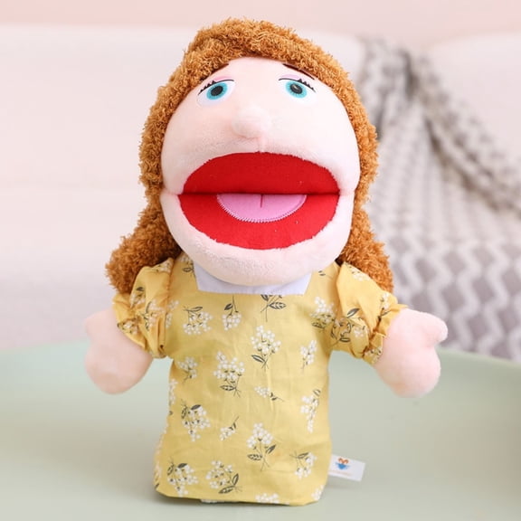 RITIER Mom Puppet Moving Mouth Hand Puppet for Performance, Ventriloquist Doll for Family Game Night and Interactive Play