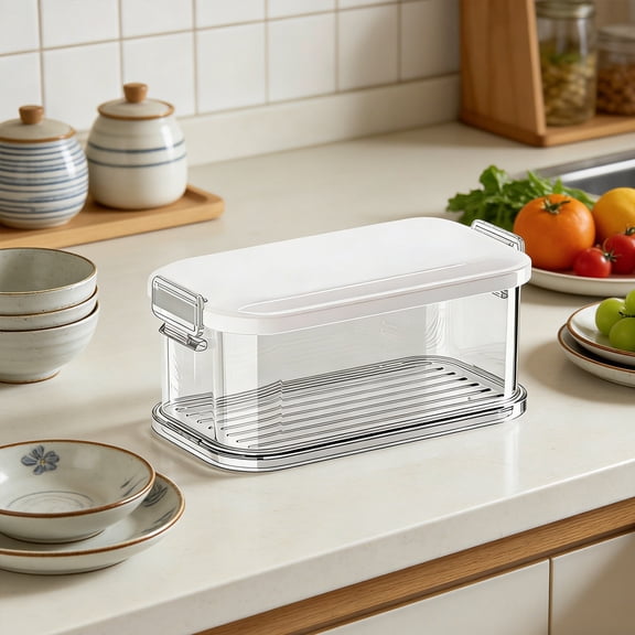 RITIER Transparent Rectangular Plastic Food Storage Containers, Space Saving Kitchen Organizer for Snacks Dried Goods Grains and Pulses, 3 Sizes