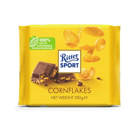 Ritter Sport Milk Chocolate Candy Bar with Crispy Flakes – Authentic German Chocolate, Wrapped, 3.5 oz
