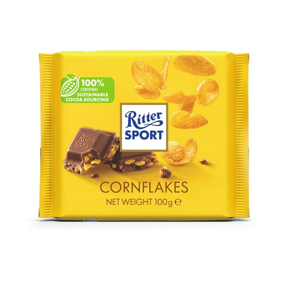 Ritter Sport Milk Chocolate Candy Bar with Crispy Flakes – Authentic German Chocolate, Wrapped, 3.5 oz