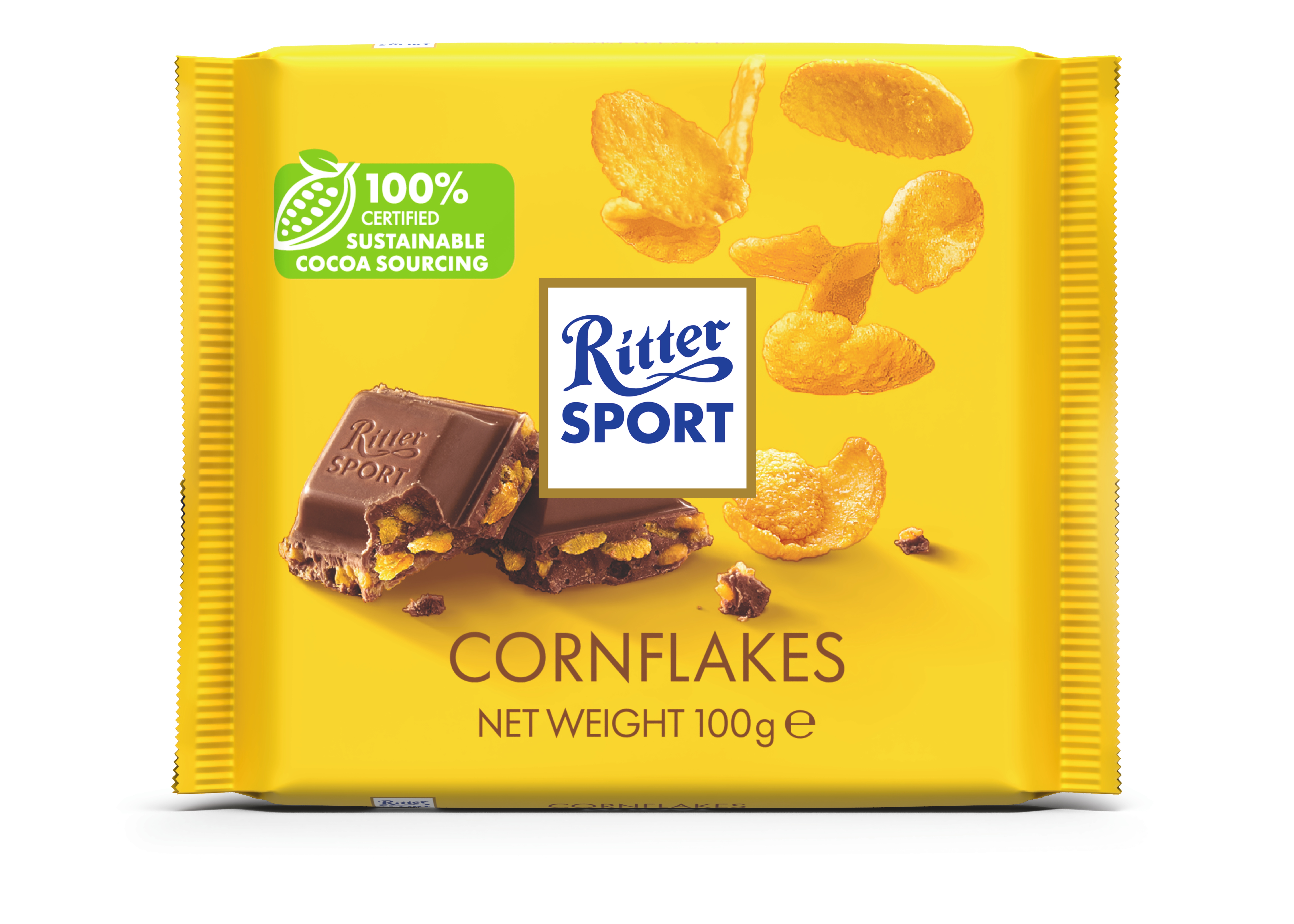 Barra de chocolate con leche Ritter Sport con copos crujientes – chocolate alemán auténtico, envuelto, 3.5 oz