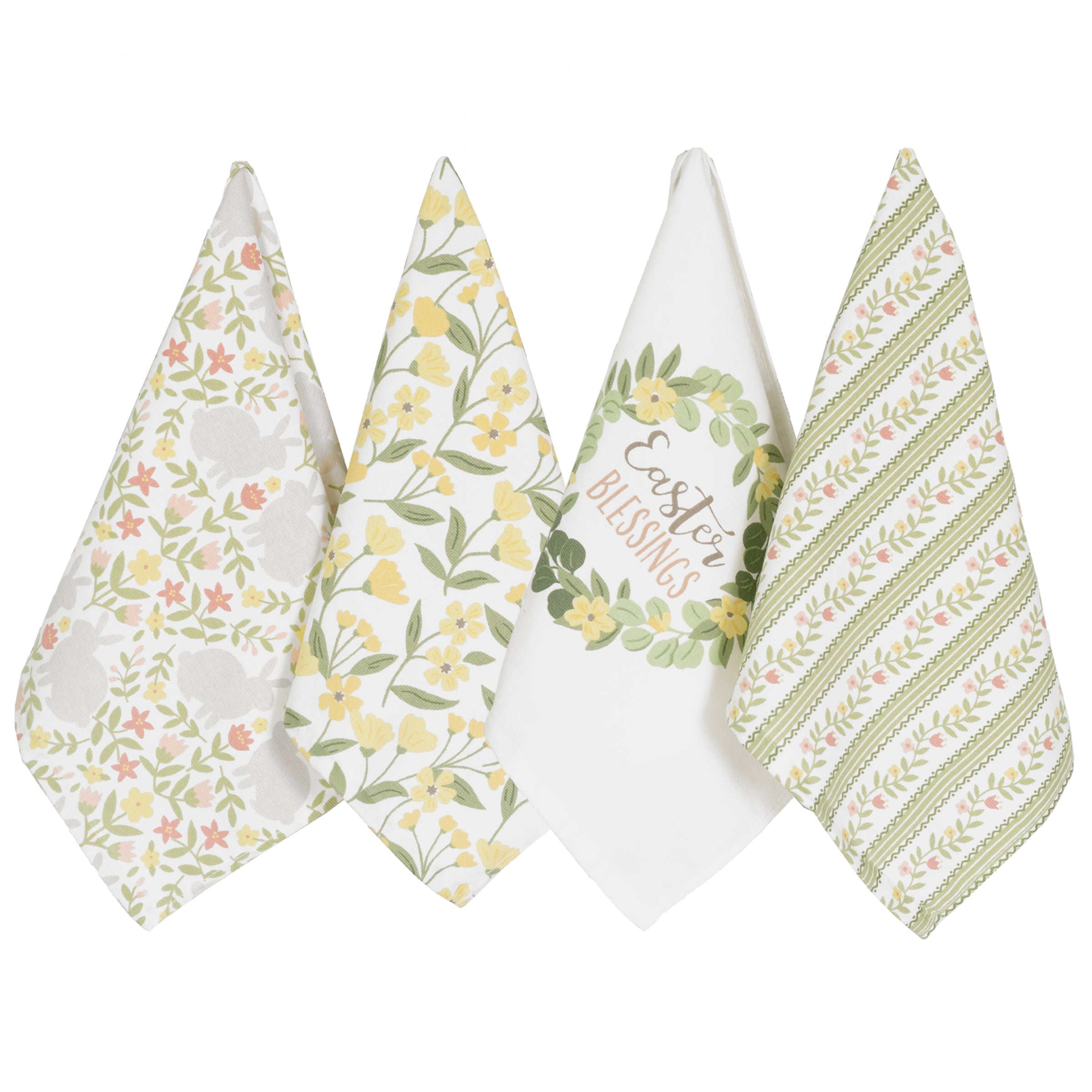 RITZ 100% Cotton Kitchen Towels, Easter Blessings Spring – Absorbent Dish Towels for Drying & Cleaning – Soft & Durable (Set of 4)