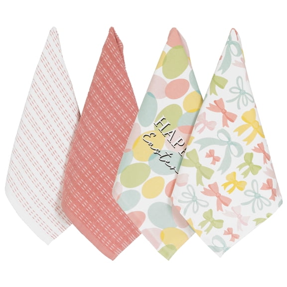 RITZ 100% Cotton Kitchen Towels, Easter Eggs Spring – Absorbent Dish Towels for Drying & Cleaning – Soft & Durable (Set of 4)