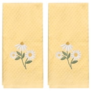 RITZ 100% Cotton Spring Hand Towels, Set of 2, Daisy Trio Yellow