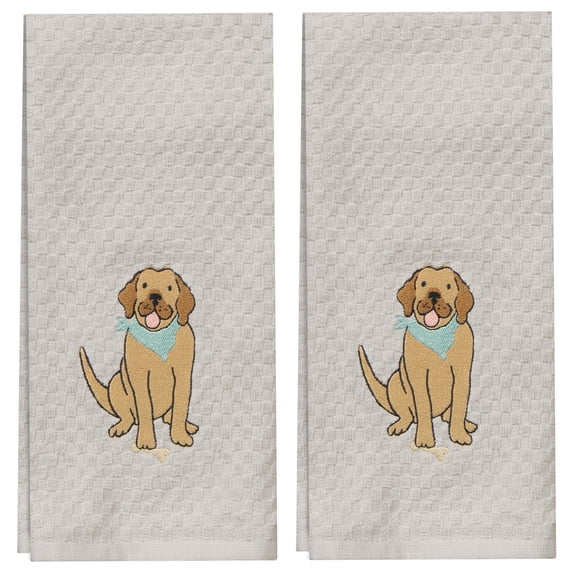 RITZ 100% Cotton Spring Hand Towels, Set of 2, Dog Grey