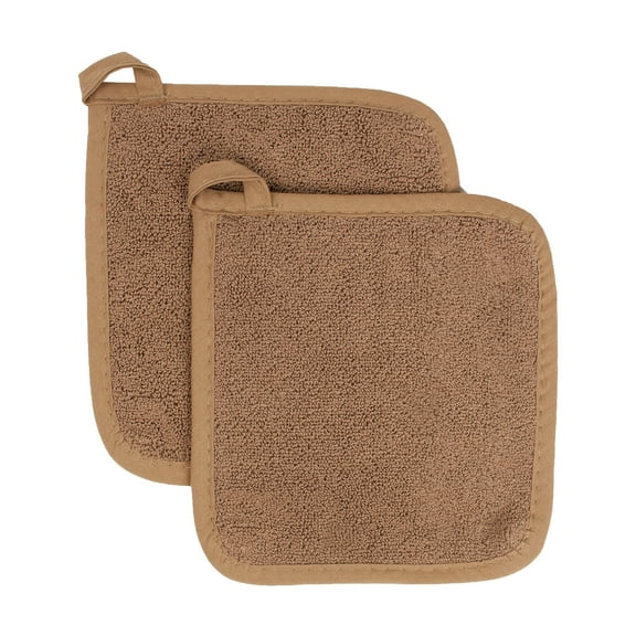 RITZ 2-Pack Terry Potholders & Hot Pads, Copper – 100% Cotton, Heat Resistant, Durable & Machine Washable Kitchen Essentials