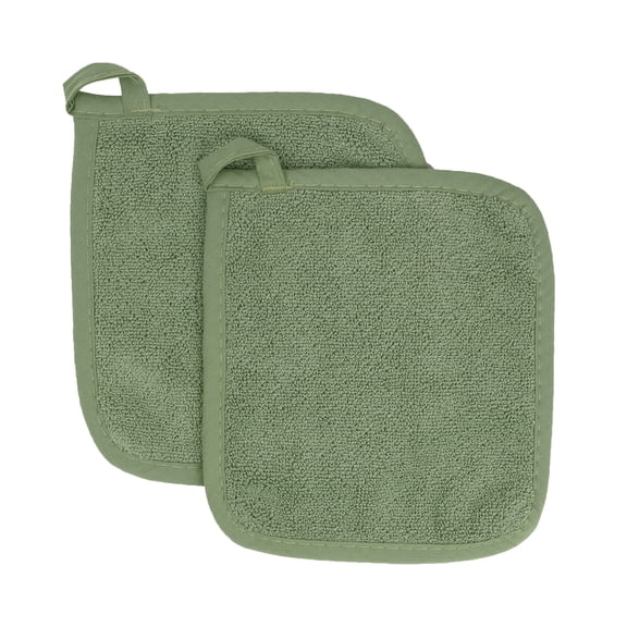 RITZ 2-Pack Terry Potholders & Hot Pads, Juniper – 100% Cotton, Heat Resistant, Durable & Machine Washable Kitchen Essentials