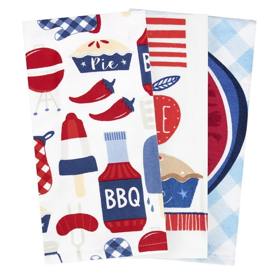 RITZ Americana Kitchen Towel Set, 100% Cotton, Machine Washable, 3-Pack, Picnic