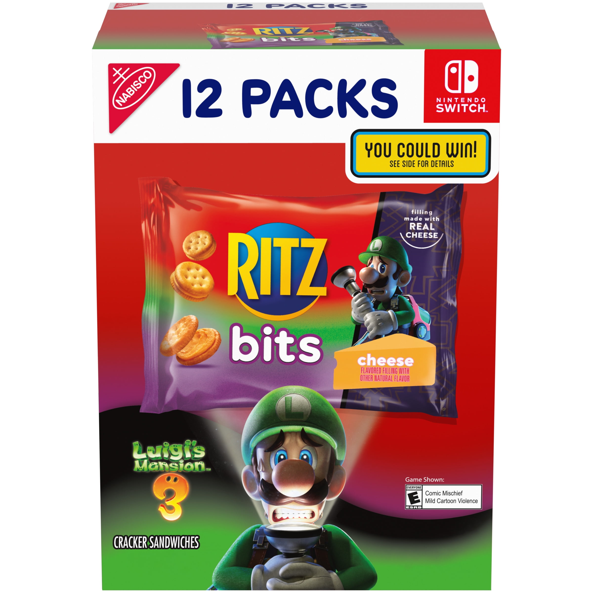 RITZ Bits Cheese Sandwich Crackers, 12 Snack Packs