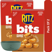 RITZ Bits Peanut Butter Sandwich Crackers, Snacks for Kids and Adults, Lunch Snacks, 8.8 oz-2pk, With Olive Green Bowl By ValueNest