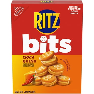 RITZ Bits Spicy Queso Sandwich Crackers, Snacks for Kids and Adults, Lunch Snacks, 8.8 oz