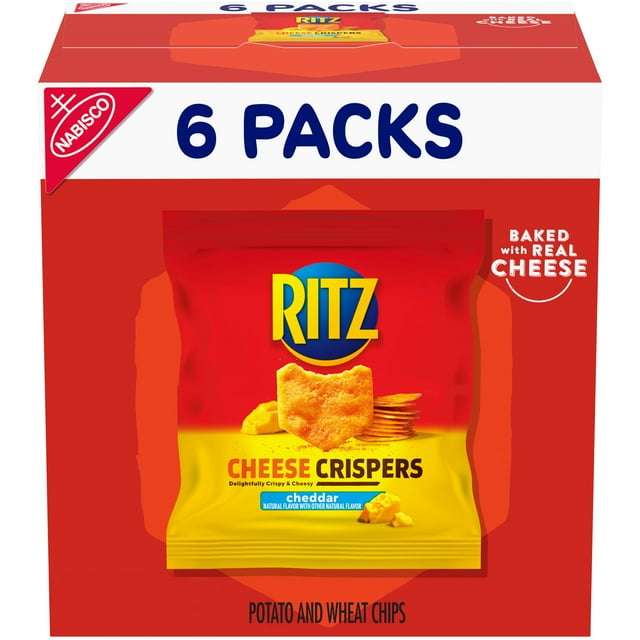 RITZ Cheese Crispers Cheddar Chips, 6 Snack Packs