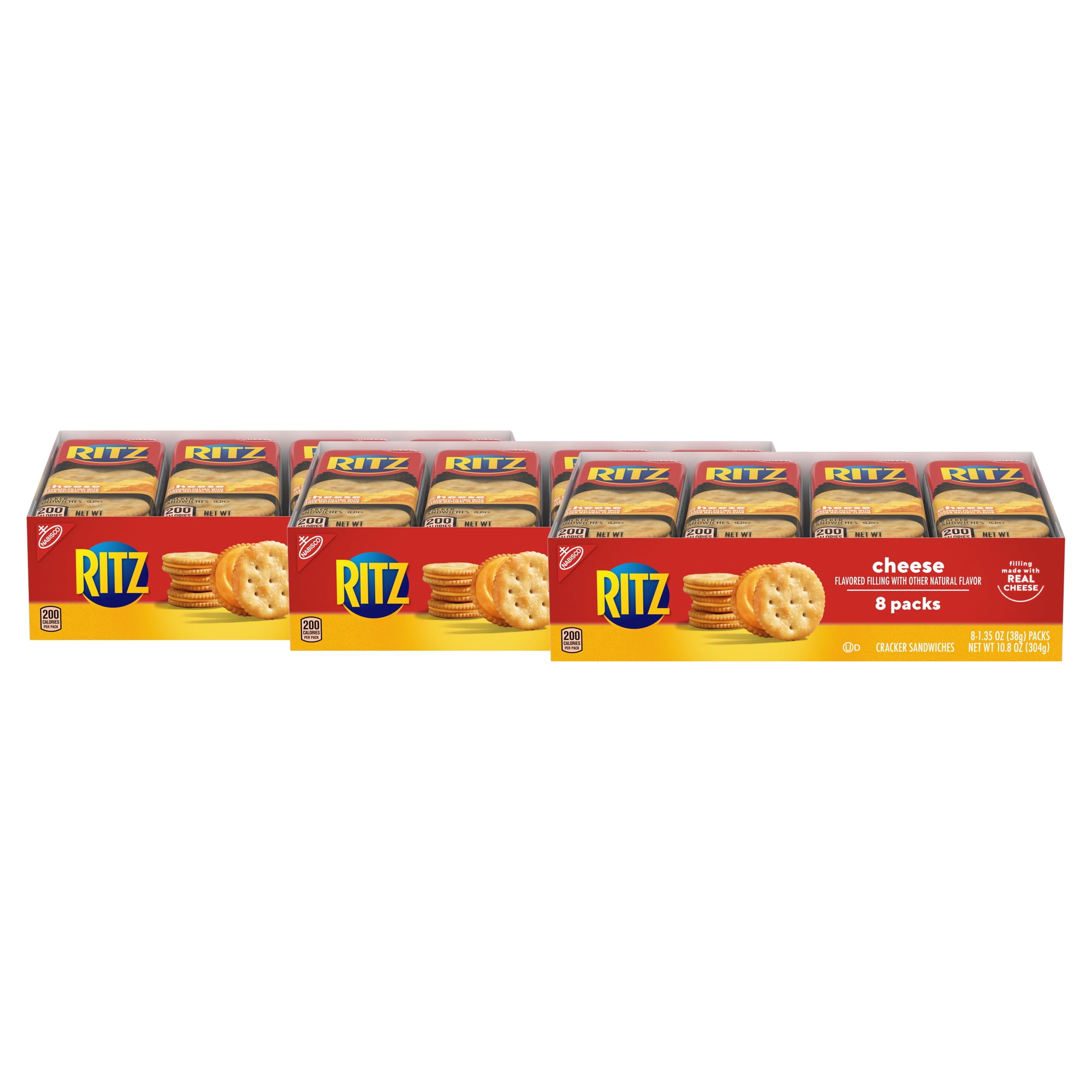 (3 pack) NABISCO RITZ CHEESE SANDWICH CRACKER 10.8 OZ x 8