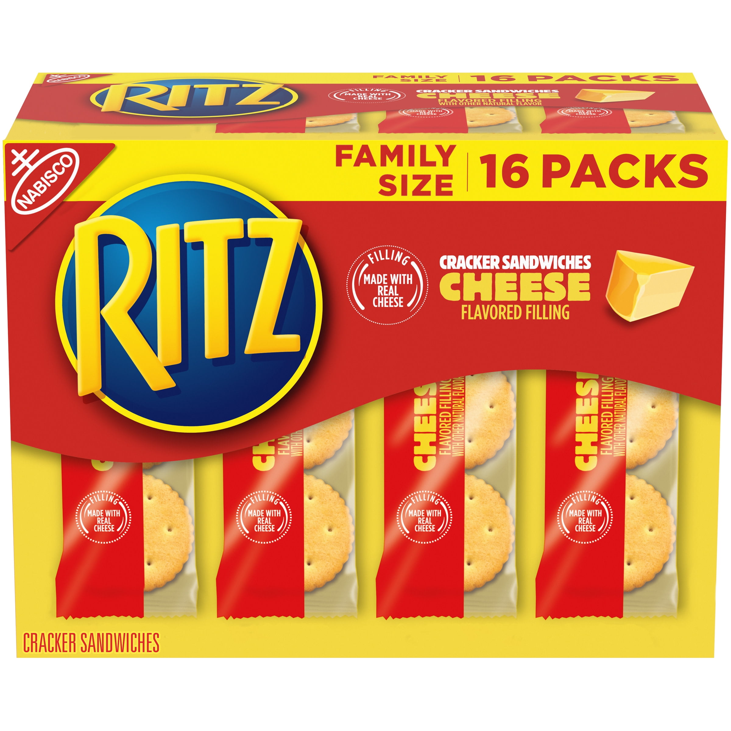 RITZ Cheese Sandwich Crackers, Family Size, 16 1.35 oz Packs