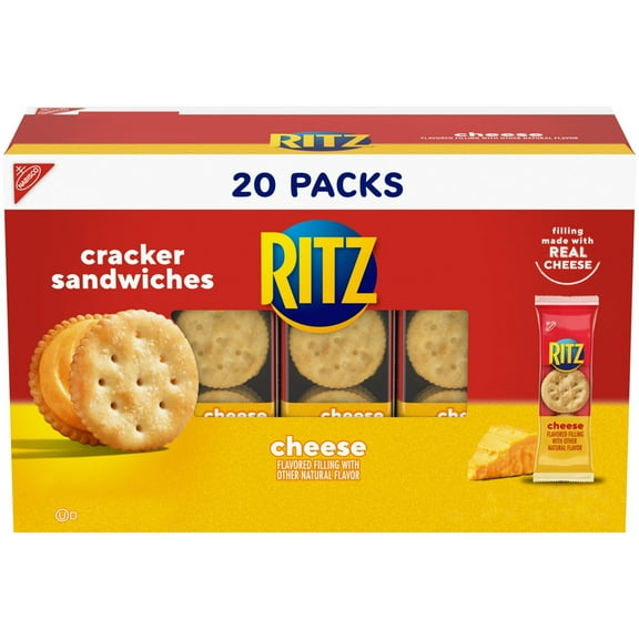 RITZ Cheese Sandwich Crackers, Lunch Snacks, 20 Snack Packs (6 Crackers Per Pack) - 2 Pack