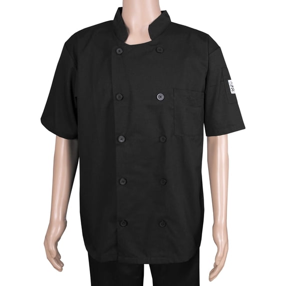 RITZ Chef Revival Chef's Jacket, Short Sleeve, Black, 10 Black Buttons, 3X