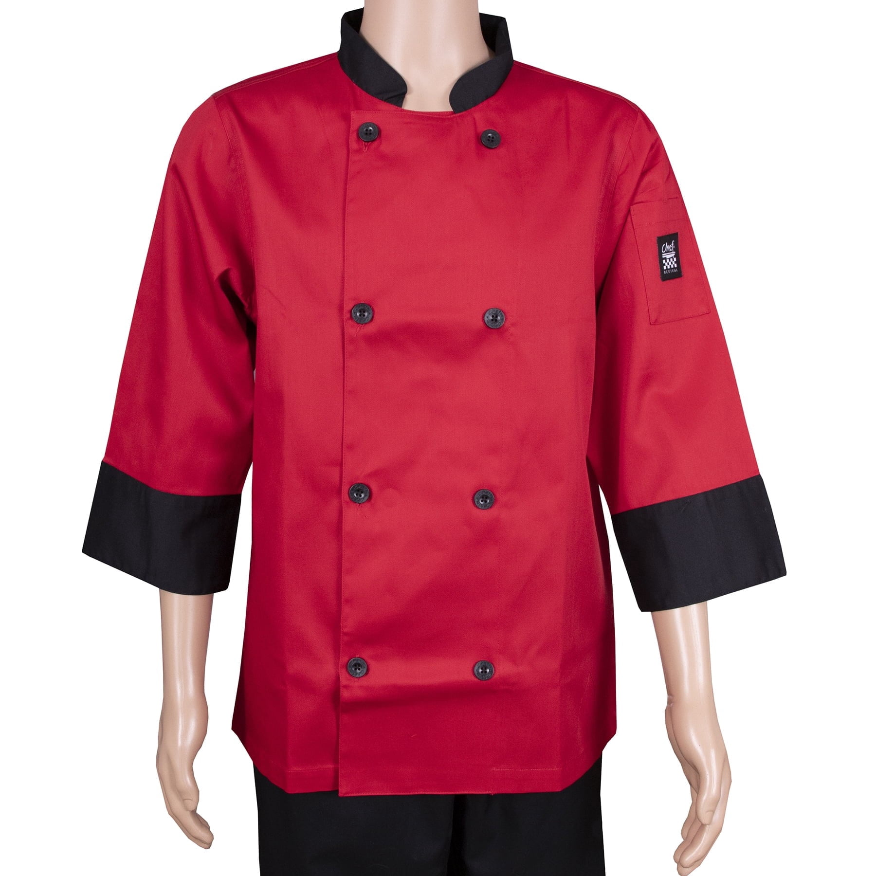 RITZ Chef Revival Fresh Chef's Jacket, 3/4 Sleeves, Red w/Black, 8 Chef ...