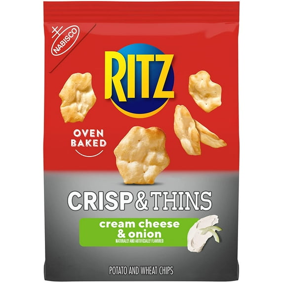 Ritz Crisp & Thins Oven Baked Cream Cheese & Onion Potato and Wheat Chips 7.1 Ounce (Pack of 6)
