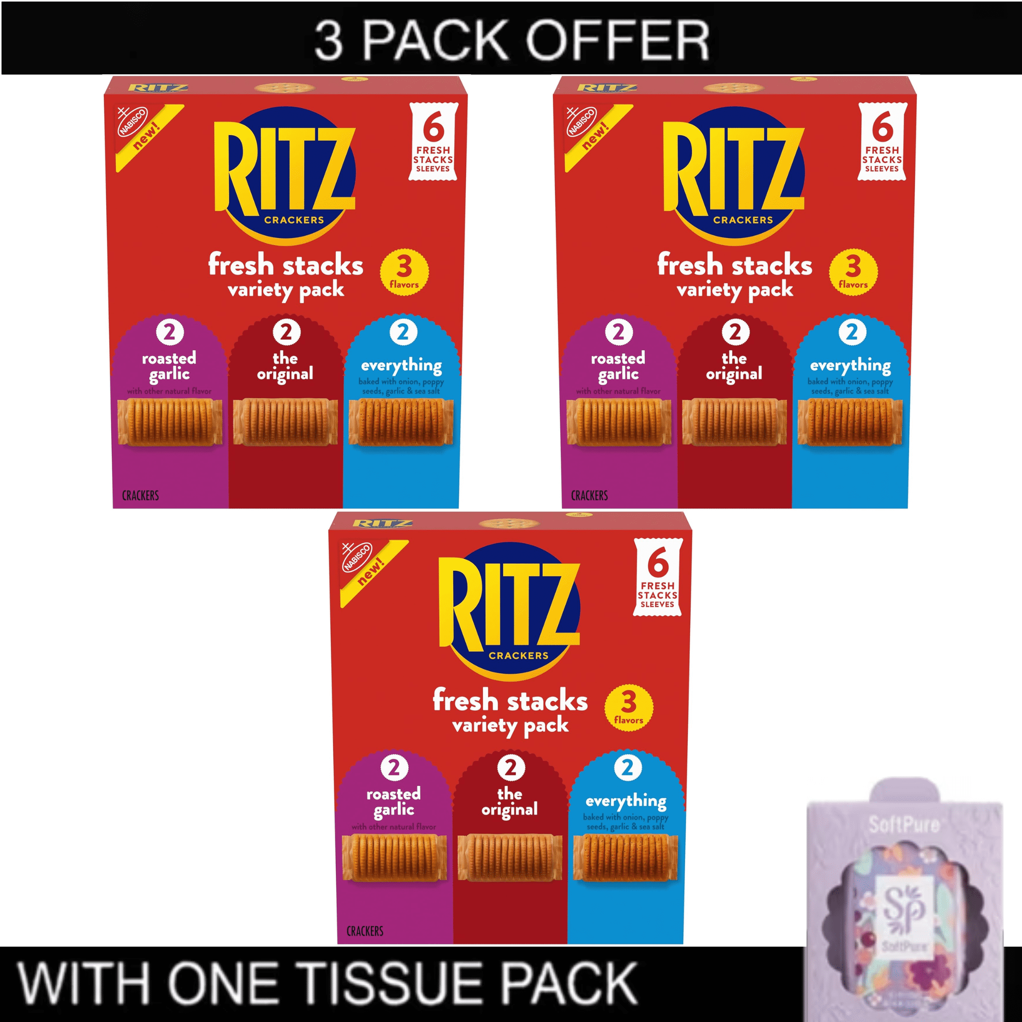 RITZ Fresh Stacks Crackers Variety Pack 3-Pack Bundle (18 Multi Snack ...