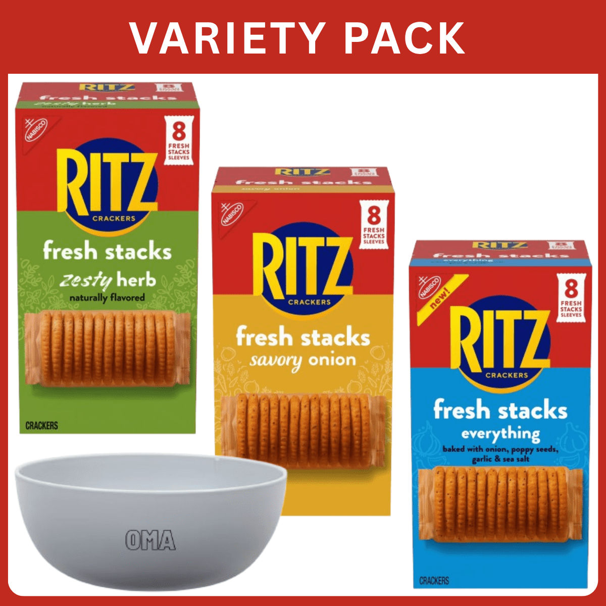 RITZ Fresh Stacks Everything, Zesty Herb & Savory Onion Crackers