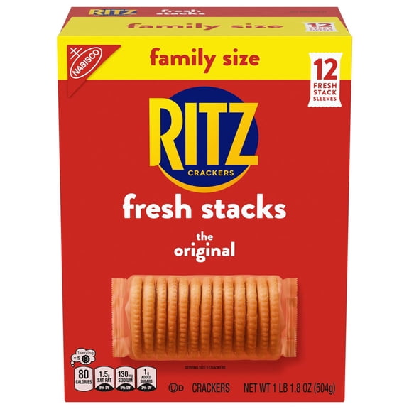 RITZ Fresh Stacks Original Crackers, Family Size, 17.8 oz-12 Count, 4 Pack Total 48 Count