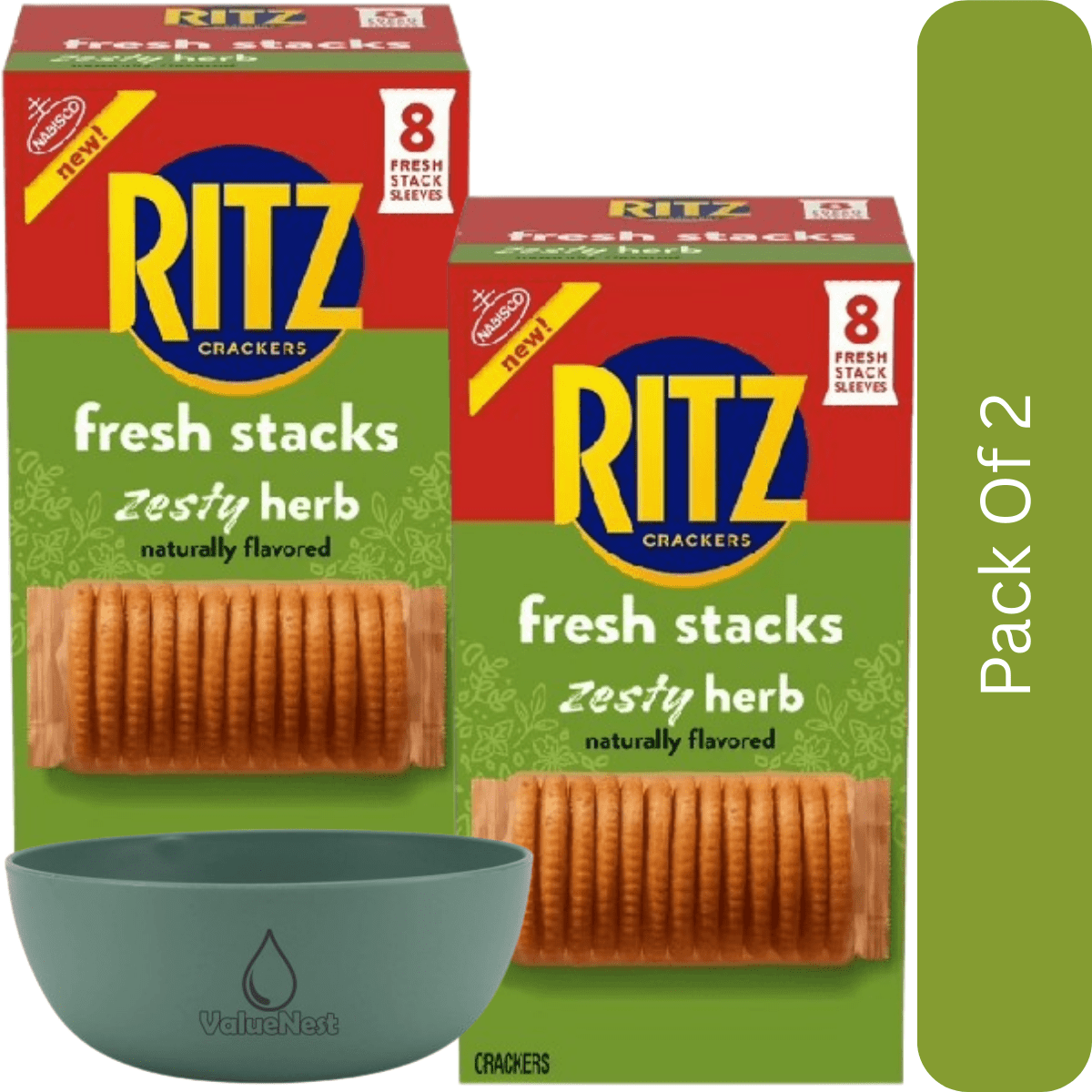 RITZ Fresh Stacks Zesty Herb Crackers, Travel Snacks, 11.8 oz (8
