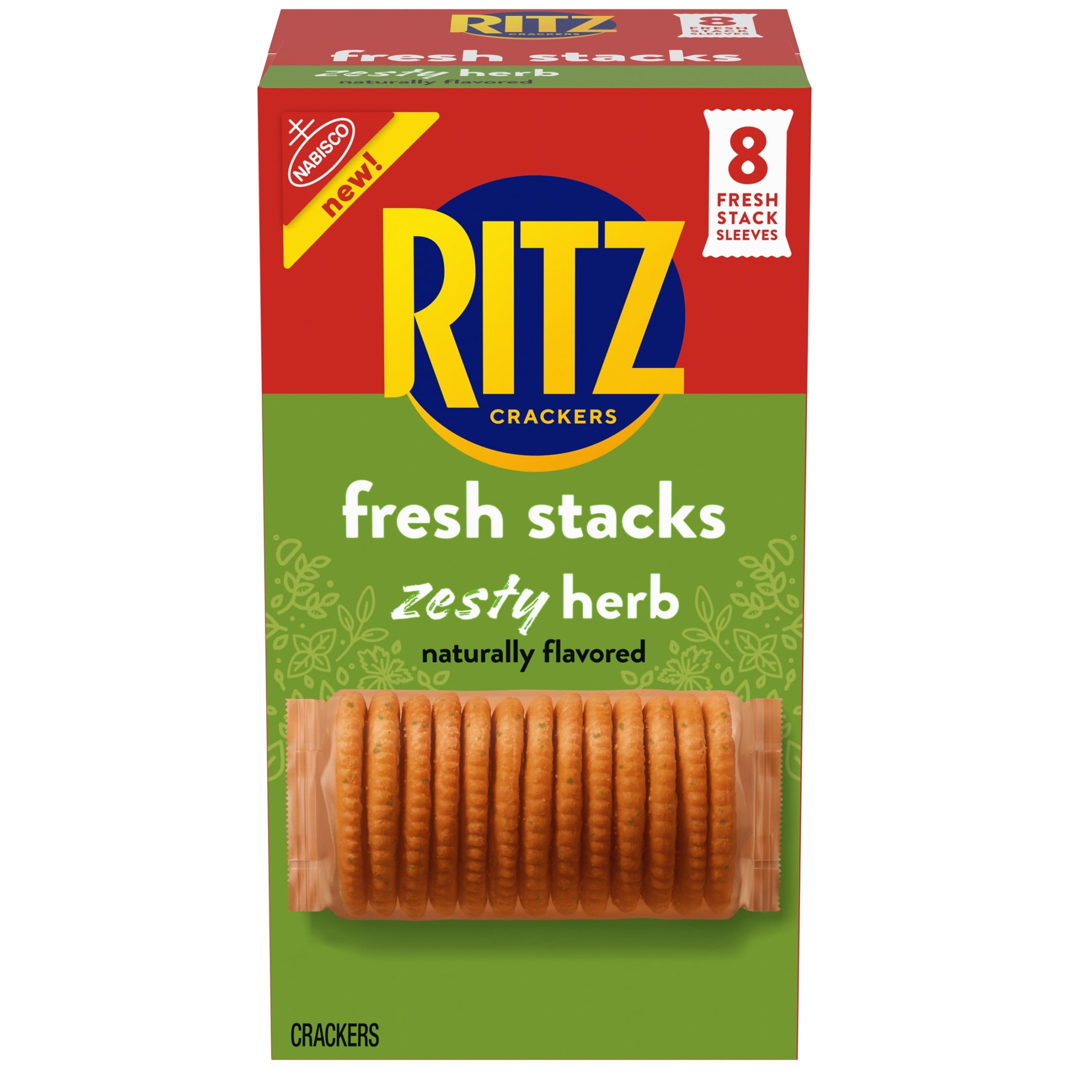 RITZ Fresh Stacks Zesty Herb Crackers, Travel Snacks, 11.8 oz (8 Multi Snack Packs)