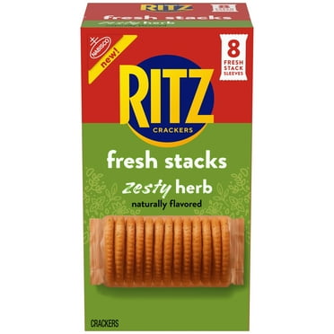 RITZ Fresh Stacks Zesty Herb Crackers, Travel Snacks, 11.8 oz (8 Multi Snack Packs)