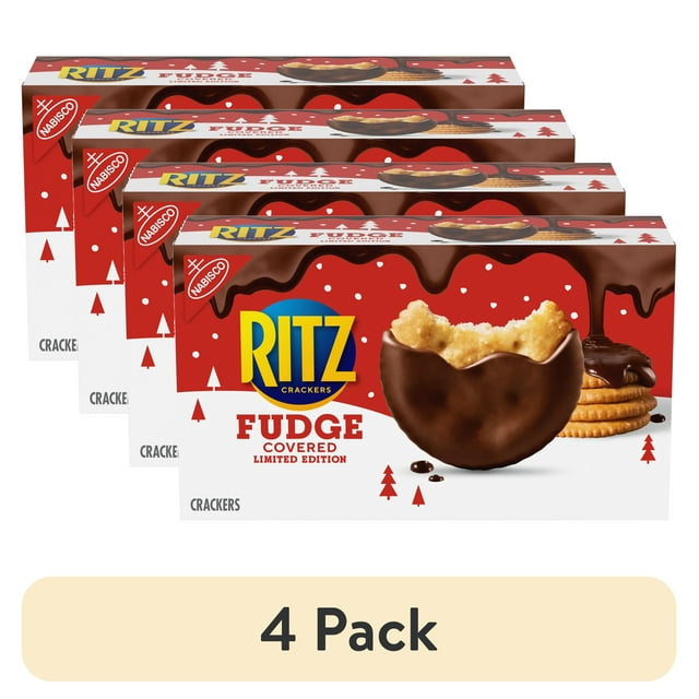 (4 pack) RITZ Fudge Covered Holiday Crackers, Limited Edition, 7.5 oz