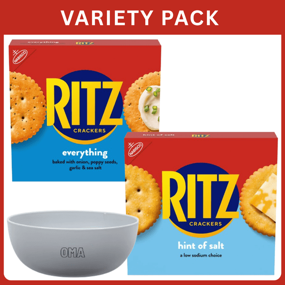 RITZ Hint of Salt & Everything Crackers, Total Weight: 27.4 Oz, Variety Pack with Bowl by OMA.
