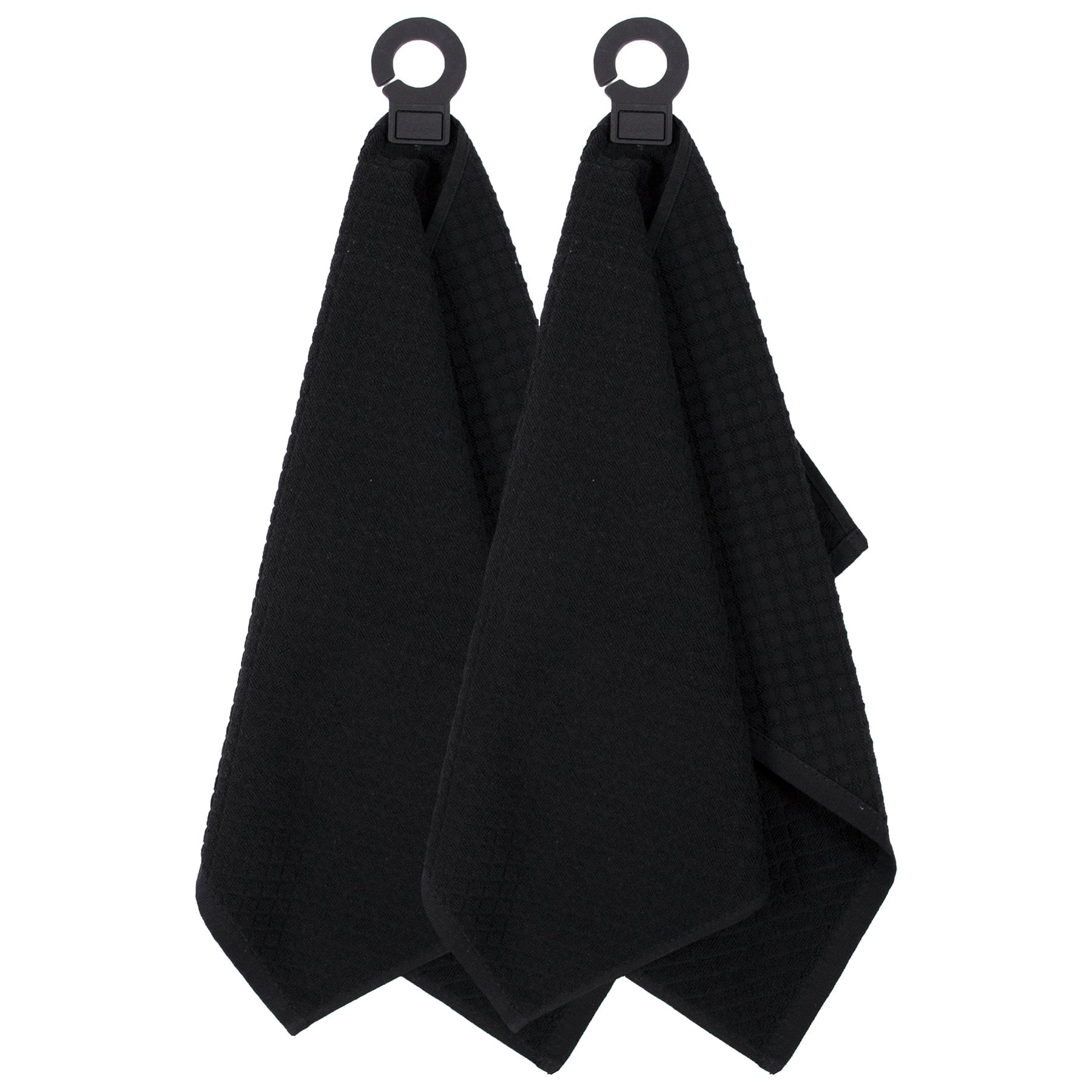 RITZ Hook and Hang Woven Kitchen Towel, Set of Two, Black