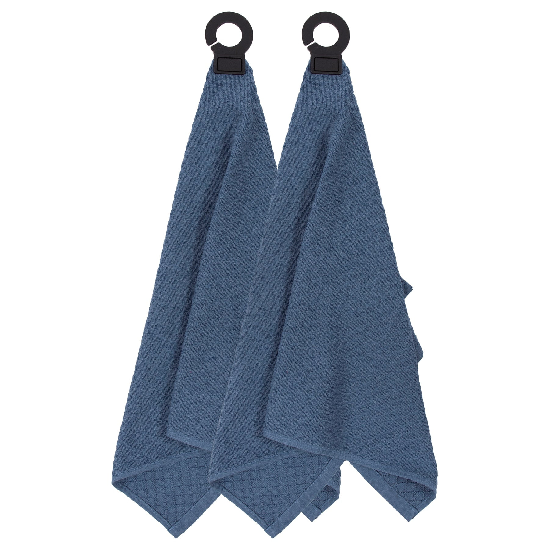 RITZ Hook and Hang Woven Kitchen Towel, Set of Two, Federal Blue