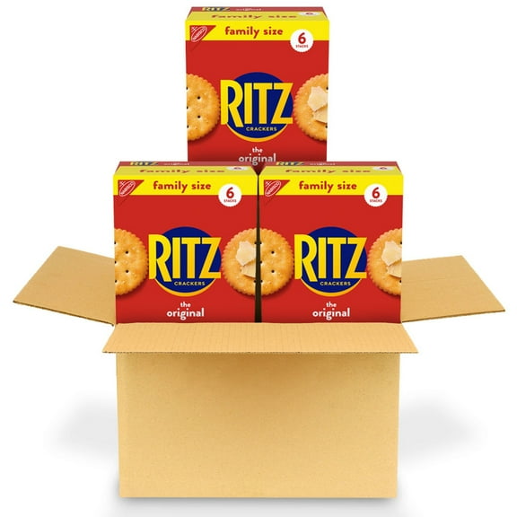 RITZ Original Crackers, Snacks for Kids and Adults, Bulk Lunch Snacks, Family Size, 3 Boxes