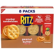 RITZ Peanut Butter Sandwich Crackers, Lunch Snacks, 8 Snack Packs (6 Crackers Per Pack)