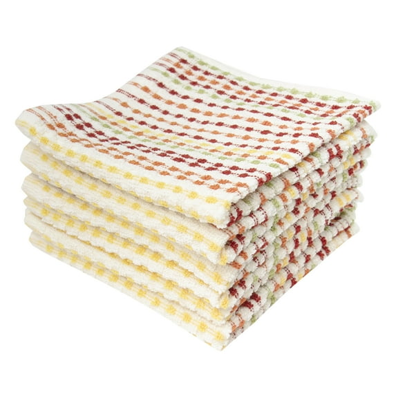 RITZ Pebble Cotton Terry Bar Mop Dish Cloth Set, 6-Pack, 12" x 12", Fall