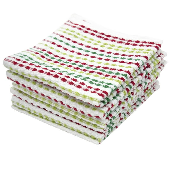 RITZ Pebble Cotton Terry Bar Mop Dish Cloth Set, 6-Pack, 12" x 12", Holiday