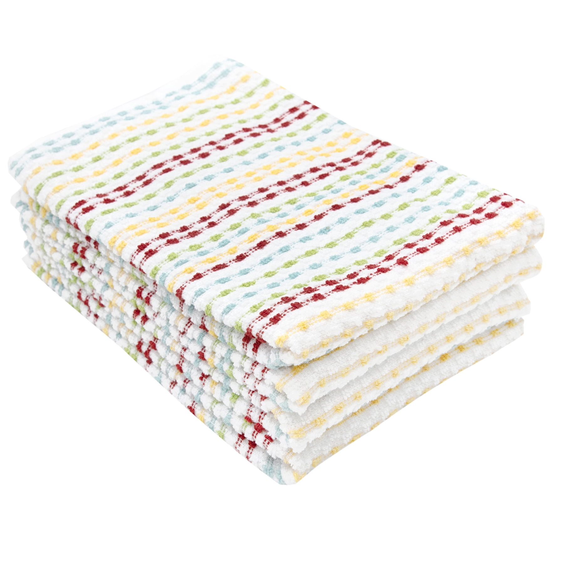 RITZ Pebble Cotton Terry Bar Mop Kitchen Towel Set, 4-Pack, Multi, 16” x  18” 