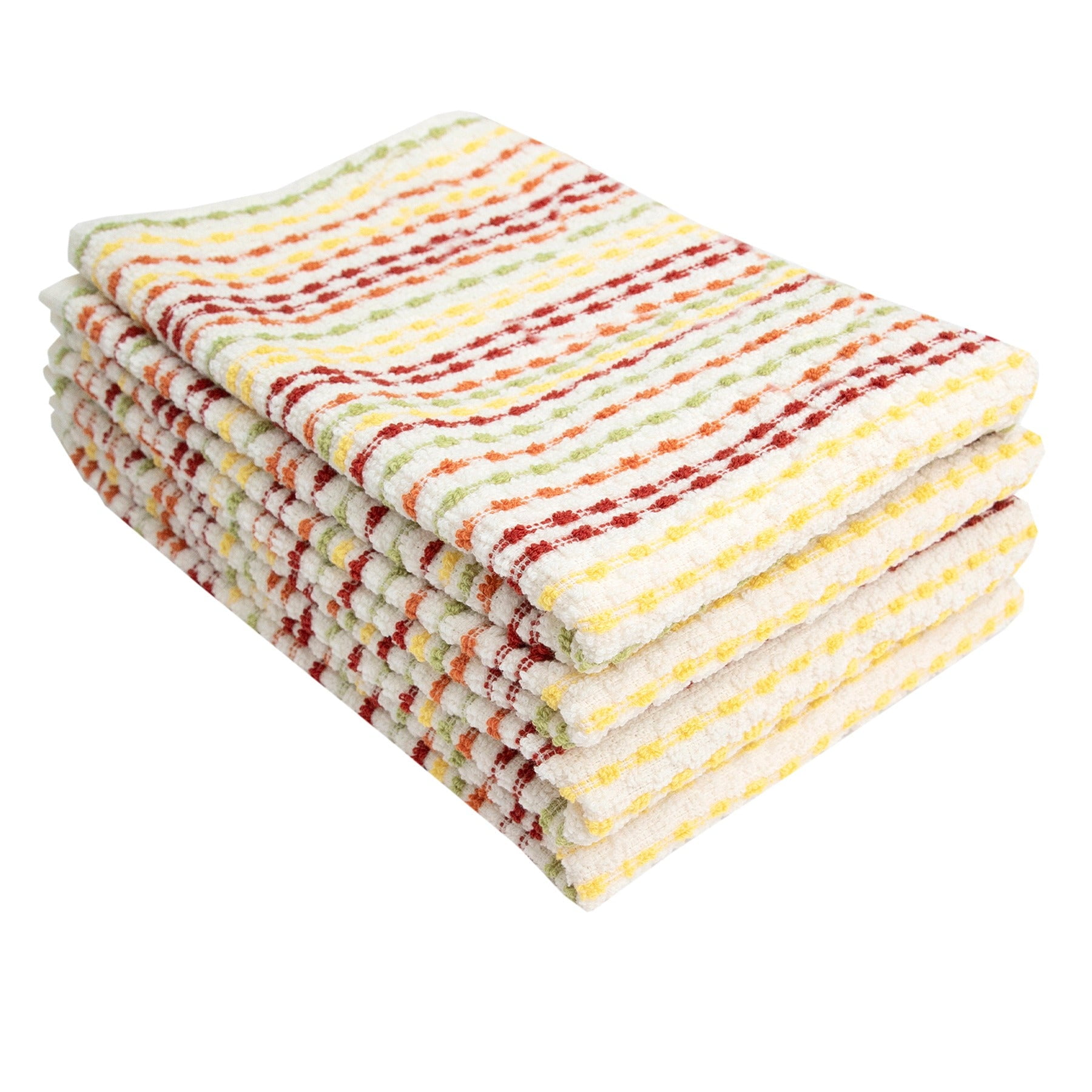 Fall Striped Cotton Terry Kitchen Towels Set of 4