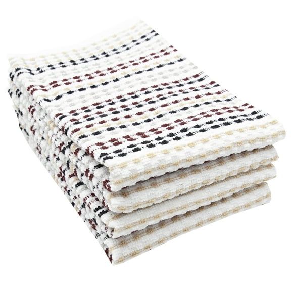 RITZ Pebble Cotton Terry Bar Mop Kitchen Towel, 16x18, Set of Four, Neutral