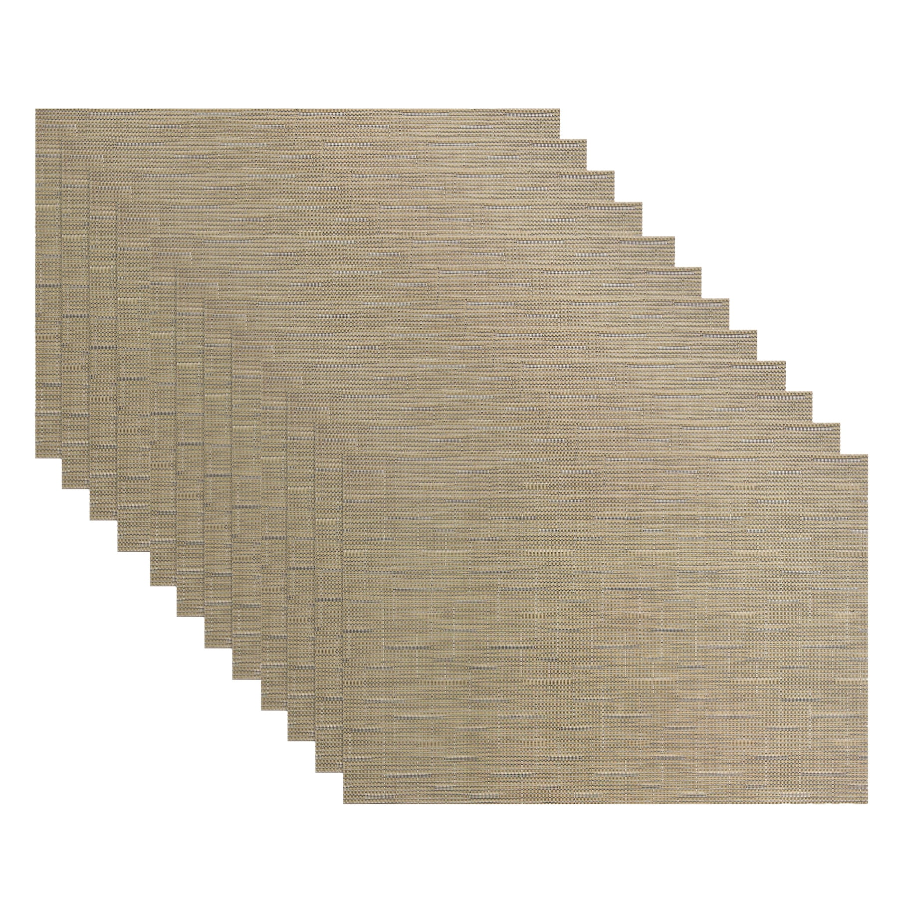 Camel Grasscloth Vinyl Reversible Indoor Outdoor Placemats, Set of 12