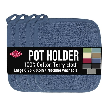 RITZ Ritz 4-Pack Terry Pot Holder Set, Federal Blue