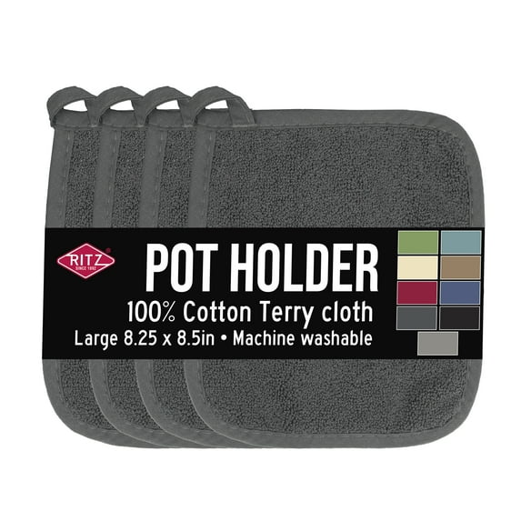 RITZ Ritz 4-Pack Terry Pot Holder Set, Graphite