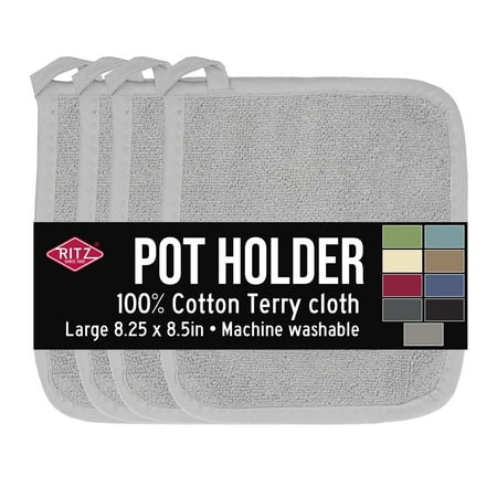 RITZ Ritz 4-Pack Terry Pot Holder Set, Titanium