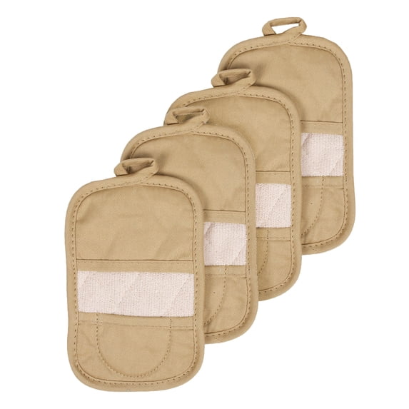 RITZ Pot Holder Mitz Set, 100% Cotton, 4-Pack, 5.5" x 8.5", Biscotti