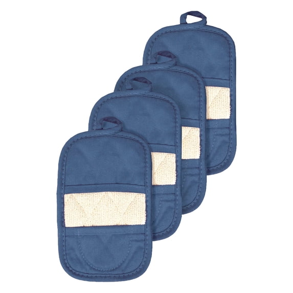 RITZ Pot Holder Mitz Set, 100% Cotton, 4-Pack, 5.5" x 8.5", Federal Blue