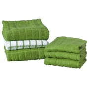 RITZ Terry Kitchen Towel and Dish Cloth, Set of 3 Towels and 3 Dish Cloths, Fluorite Green