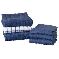 RITZ Terry Kitchen Towel and Dish Cloth, Set of 3 Towels and 3 Dish Cloths, Navy