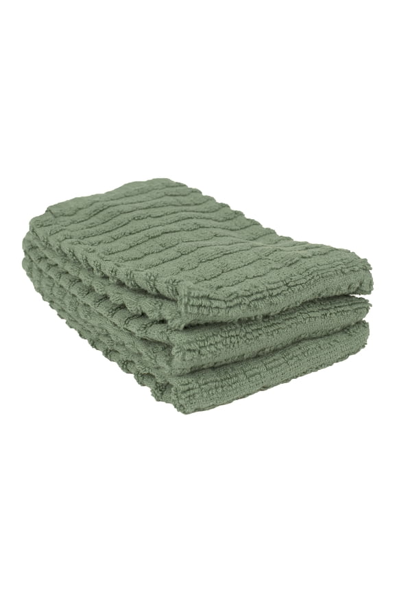 Royale Collection 100% Combed Terry Cotton, Kitchen Dish Cloth Set, 3-Pack, Solid, Juniper