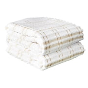 RITZ Royale Collection 100% Combed Terry Cotton, Oversized Kitchen Towel Set, 2-Pack, Check, Straw