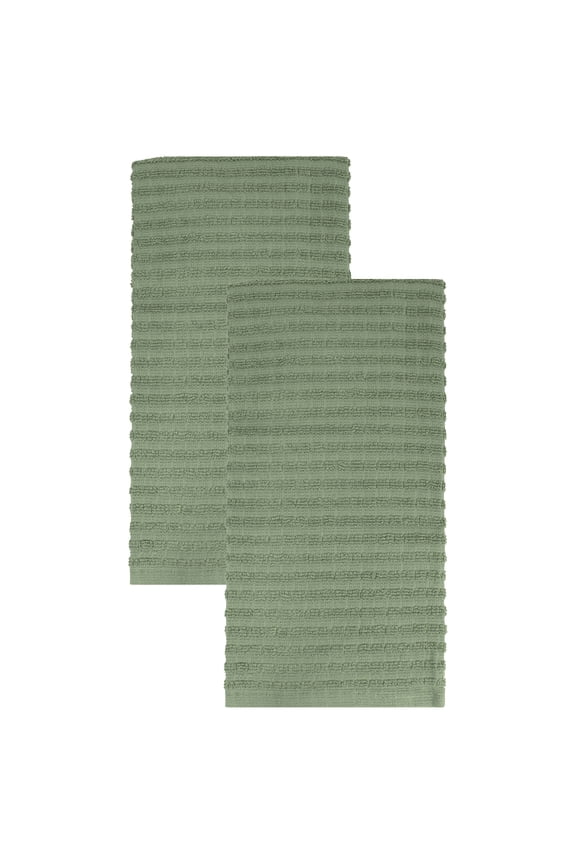 Royale Collection 100% Combed Terry Cotton, Oversized Kitchen Towel Set, 2-Pack, Solid, Juniper